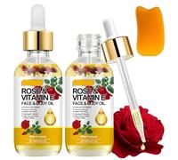2 PCS Rose Essential Oil, 60ml Rose Oil for Face, Hydrates and Moisturizes, Improves Skin Elasticity for Dry Skin and Body, with Gua Sha Tool