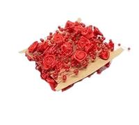 2 Pcs Rose Pearl String Beads Garland Flower Artificial Wire Bead Chain for DIY Crafts Gift Wrapping for Party Home Decoration(Red)