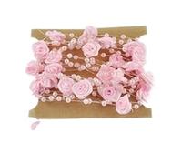 2 Pcs Rose Pearl String Beads Garland Flower Artificial Wire Bead Chain for DIY Crafts Gift Wrapping for Party Home Decoration(Pink)