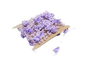 2 Pcs Rose Pearl String Beads Garland Flower Artificial Wire Bead Chain for DIY Crafts Gift Wrapping for Party Home Decoration(Purple)
