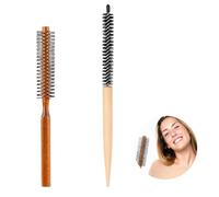 2 Pcs Round Hair Brush Curling Vented Barrel Mini Quiff Roller Brush with Nylon Bristle for Blow Drying and Styling Hair Bangs Beard