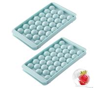 2 Pcs Round Reusable Mini Ice Cube Trays with Lid, Sphere Small Ice Cube Mould Ball Maker for Freezer Water Whiskey Cocktail Beverage Blue