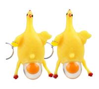 2 Pcs Rubber Chicken Keychain, Funny Squish Toy, Toy Chicken That Lays Eggs