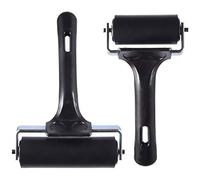 2 Pcs Rubber Roller, Hard Rubber Brayer Glue Roller for Construction Tools Printmaking Stamping Wallpaper Gluing Application, 3.8" and 2.2" (Black)