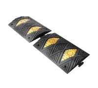 2 PCS Rubber Speed Bumps,Heavy Duty Rubber Speed Bump for Road,High Reflective Yellow Strip,for Asphalt Driveway Gravel