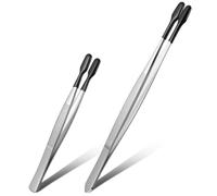 2 Pcs Rubber Tipped Tweezers Craft Tweezers Forceps Silicone Coated Soft Tweezer Contact For Soft Contacts Non Marring Flat Tip Hobby Craft Tools Jewelry Coin Stamp Tongs For Stamps Coins Crafts Beads