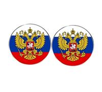 2 Pcs Russia Flag Coat of Arms Pins, Russia Logo Round Button Pins, Men's and Women's Event Metal Alloy Badges