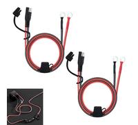 2 Pcs SAE Battery Connector, 2 Pin SAE Cable Quick Disconnect to O-Ring Terminal Harness, Waterproof and Dust-Proof for 12V-24V Vehicles, Cars, Motorbikes, Tractors, and Power Supply Systems