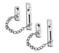 2 Pcs Safety Chain Door Lock - Heavy Duty Stainless Steel Security Door Chain for Front Door, Apartment, Hotel, Bedroom - Anti-Theft Latch Lock with Screws & Screwdriver (Silver)