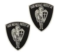 2 PCS Saint Michael Protect Us Patch Tactical Army Embroidered Hook and Loop Emblem Applique Badge Patches for Biker,Bag,Jeans,Pouch,Vest,Jacket,Hat,Clothes,Armband,Backpack