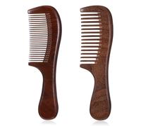 2 Pcs Sandalwood Comb Set Handmade Wide Tooth Comb and Fine Tooth Comb Wooden Comb Anti-Static Wood Comb Green Sandalwood Detangling Comb Hair Combs for Women Men