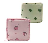 2 Pcs Sanitary Napkin Storage Bag Menstrual Cup Pouch Portable Pads with Zipper Feminine Menstruation First Period Bags for Teen Girls Women Ladies. (Pink&Creamy-White)