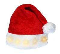 2 Pcs Santa Hat LED Lights Design Novelty Comfort Plush Christmas Hat Unisex for Adults 3 Modes Light Up Warm Light Christmas Hats Party Costume for New Year Xmas Party Supplies (A)