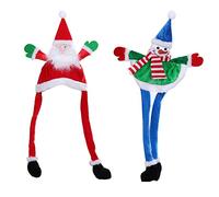 2 PCS Santa Snowman Funny Headband Inside To Move Hands Christmas Hat For Street Team Gaming Ear Moving Jumping Hat Funny Unisex Earflaps Boys Hands Movable