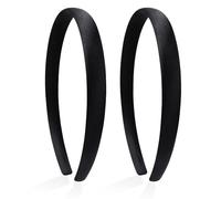 2 Pcs Satin Black Headbands for Women,Width 0.6 Inch Black Headbands, Bands Plastic Hard Head Band, Bands Plastic Hard Head Band, Diy Headband for Women and Girls Yoga, Sleep, Workout