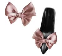 2 Pcs Satin Bow Shoe Clips Removable Solid Color Shoe Clips Elegant Wedding Party Shoe Buckles Bags Clothing Hair Accessories Pink