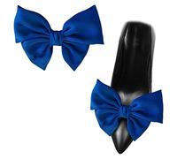 2 Pcs Satin Bow Shoe Clips Removable Solid Color Shoe Clips Elegant Wedding Party Shoe Buckles Bags Clothing Hair Accessories Royal Blue