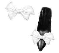 2 Pcs Satin Bow Shoe Clips Removable Solid Color Shoe Clips Elegant Wedding Party Shoe Buckles Bags Clothing Hair Accessories White