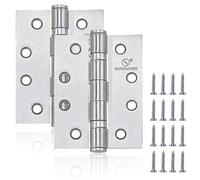 2 Pcs Satin Nickel 4 inch(100 x 75 x 2.5 mm) Heavy Duty External & Internal Ball Bearing Door Hinges for Wood