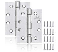 2 Pcs Satin Nickel 4 inch(100 x 75 x 3 mm) Heavy Duty Ball Bearing External & Internal Door Hinges for Wood