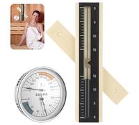 2 Pcs Sauna Thermometer Hygrometer Combo with Sand Timer, Mechanical Temp & Humidity Gauge with 70-250°F Range, Wall Mounted Sauna 15 Min Rotating Wooden Hourglass with Black Sand for Steam Room