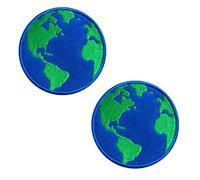 2 Pcs Save The Blue Earth World Map Symbol Embroidered Hook and Loop Patch Protect Environment Sew on Emblem Patch for Clothes Clothing Jacket Jeans Uniform Dog Vest Harness