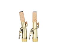 2 Pcs Saxophone Neck Soprano Sax Straight Curved Neck Imitation Red Copper Quality Brass Instrument Parts Accessories (Color : Copper Bronze)