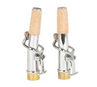 2 Pcs Saxophone Neck Straight And Curved Neck Soprano Sax Brass Mouthpiece Instruments Sax Accessories (Color : Silver)