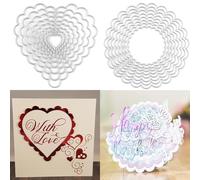 2 PCS Scalloped Edge Dies for Card Making Heart Circle Basic Metal Cutting Dies for DIY Scrapbooking Paper Crafting Handmade Crafts Scrapbooking Supplies Embossing Stencil Die Cuts Punch Template
