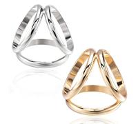 2 Pcs Scarf Buckle Women Three Rings Scarf Ring Elegant Silk Scarf Clasp Clips Large Clothing Wrap Holder Triple Sliding Neckerchief Clamps Decorate Accessory for Ladies Girls, Silver and Golden