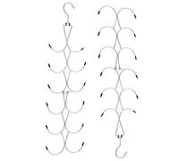 2 Pcs Scarf Hanger, Tie Organiser - 6-Tier Foldable Metal Hanger with 12 Hooks, 360° Rotating, Space-Saving, Non-Slip for Wardrobe Shawl Hijab (Silver)
