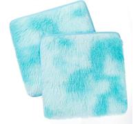 2 Pcs School Locker Rugs - Tie-dye 12 Inch Square Locker Decorations for Girls, Anti-Slip Fluffy Faux Fur Area Carpet for Middle School Locker Decor Aesthetic Nail Photography, Blue