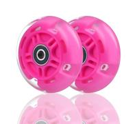 2 PCS Scooter Wheels Replacement 80mm for Maxi Micro, Pink | LED Flash Rear Wheel, PU Material with ABEC-7 Bearings, Scooter Accessories