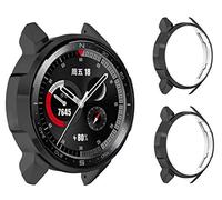 2 PCS Screen Protector Cover for Honor Watch GS Pro,Plating PC Protector Frame Watch Case Skin,Anti-scratch Protective Watch Shell Lightweight Bumper for Huawei Honor Watch GS Pro Watch (black)