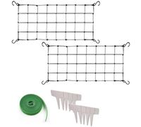 2 Pcs Scrog Net 2x4 FT Trellis Net for Grow Tent Elastic Trellis Netting with Hooks, Loop Tape, Garden Label for Indoor Plant Growing Tents Garden Plant Climbing Plants Support