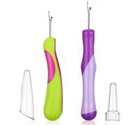 2 Pcs Seam Ripper for Sewing, Stitch Remover Tool with Safety Caps Needle and Thread Picker Tool Supplies Accessories for Embroidery Hand Sewing Crafting Cross Stitching Knitting (Purple & Green)