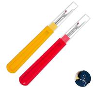 2 Pcs Seam Rippers for Sewing, Large Stitch Unpicker Tool, Plastic Plus Metal Unpicker Sewing Tool, for Hemlines Sewing Gifts for Women, Needlework DIY Craft（Yellow and Red）