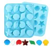 2 PCS Seashell Mould Chocolate Mould Candy Silicone Molds,Gummy Seashell Moulds Silicone Moulds Gumdrop Jelly Molds,Ice Cube Tray Sea Animal Template for Candy Chocolate Crafting DIY Cake Decor (BLUE)