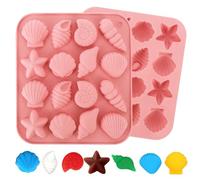 2 PCS Seashell Mould Chocolate Mould Candy Silicone Molds,Gummy Seashell Moulds Silicone Moulds Gumdrop Jelly Molds,Ice Cube Tray Sea Animal Template for Candy Chocolate Crafting DIY Cake Decor (PINK)