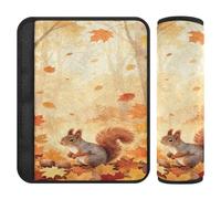 2 pcs seat belt shoulder strap pad Enjoy More Comfort on Every Drive Watercolor Squirrel Autumn Fall seatbelt covers for women for Van 10x7.7 in