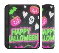 2 pcs seatbelt shoulder strap pad Prevents Seat Belt from Digging Into Your Neck Halloween ghosts Heart Pumpkin Neon Green Pink belt alert covers for Airplane 10x7.7 in