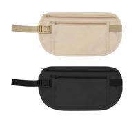 2 Pcs Secure Travel Money Belt Anti-Theft Waterproof Pouch Passport Holder | Adjustable Elastic Stealth Wallet for Men & Women, Hidden Undercover Bum Bag, Secure Waist Pack for Travel, Dog Walking