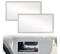2 Pcs Self-Adhesive Car Vanity Mirror, High-Definition Stainless Steel Car Sun Visor Mirror, with 4Pcs I Love You Drive Safe Stickers, Easy to Install, Suitable for Cars, Trucks and Suv
