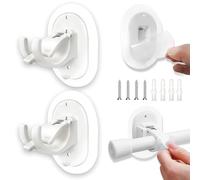 2 Pcs Self Adhesive Curtain Rod Bracket , self Adhesive No Drill Curtain Pole Hooks , Towel Curtain Rod Holder Curtain Pole, Wall Bracket Towel Rod Hook, for Bathroom / Kitchen / Hotel (White).