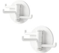 2 Pcs Self Sticky Hooks-Seamless and Multi-Purpose White Wall Hooks for Kitchen Bathroom Home Office Closet-Heavy Duty Stick on Wall Towel Plastic Hooks Over The Door Hooks for Hanging Storage