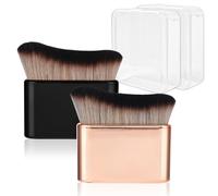 2 Pcs Self Tan Brush By NEETUE with 2pcs plastic boxes，Foundation Brush Makeup Brush for Fake Tan, Makeup Blend & Blur Tan Brush Applicator for Body & Leg Makeup (Black, Rose Gold)