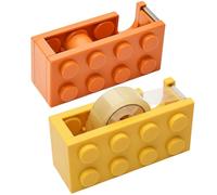 2 Pcs Sellotape Dispenser, Sellotape Holder, Tape Dispenser with Heavy Duty Design, Yellow and Orange Tape Holder for Office and Home Use, 10.7 x 5.2 x 4 CM