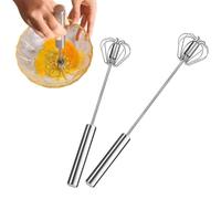 2 Pcs Semi-Automatic Hand Whisk Set - Stainless Steel Stick Blenders for The Kitchen - Manual Mixer Egg Beater for Whisking, Frothing & Stirring (14 Inch & 10 Inch)