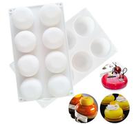 2 PCS Semi Sphere Silicone Mold, 8 Cavity Half Sphere Silicone Mold, 3D Ball Silicone Baking Mold for Cakes, Chocolates, Jellies, Soap, Baking and Crafting