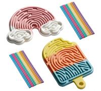 2 Pcs Sensory Board Set, sensory fidget toys with 24 15 Cm Strips, sensory activity board quiet fidget toys Cute Cloud Shape and Ice Cream Shape Sensorys Boards for Gifts and Relief Stress